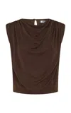 Anna Quan Emi Draped Jersey Top In Brown