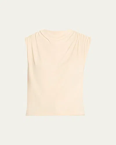 Anna Quan Emi Draped Jersey Top In Neutral