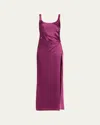 Anna Quan Etta Satin Column Dress In Purple