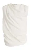 Anna Quan Faith Draped Cotton Top In Ivory