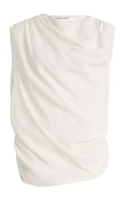 Anna Quan Faith Draped Cotton Top In Ivory
