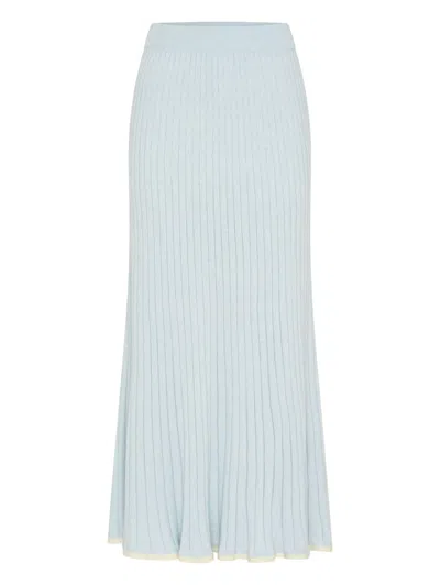 Anna Quan Felicia Ribbed Midi Skirt In Blue