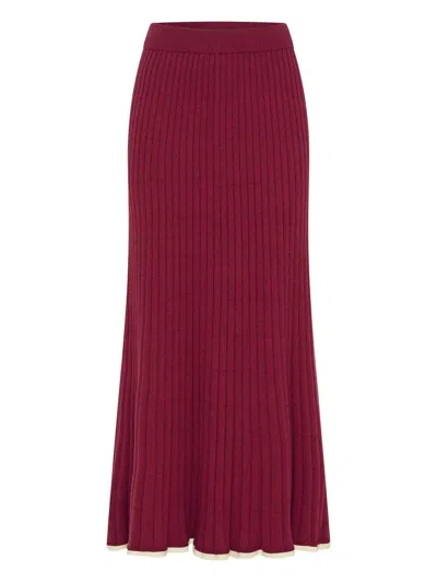 Anna Quan Felicia Ribbed Midi Skirt In Red