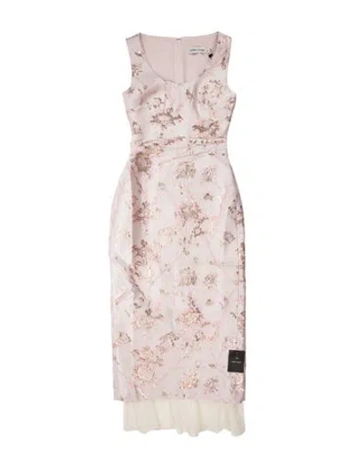 Pre-owned Anna Quan Floral Print Midi Length Dress W/ Tags In Pink