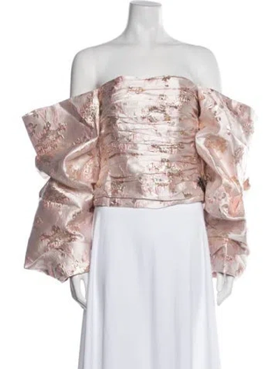 Pre-owned Anna Quan Floral Print Off-the-shoulder Top W/ Tags In Multi