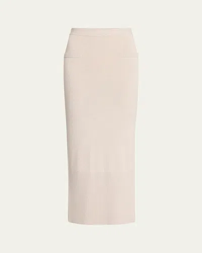 Anna Quan Gia Ribbed Midi Skirt In Ltgray
