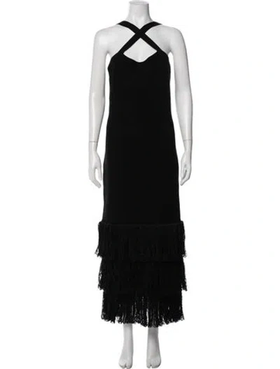 Pre-owned Anna Quan Halterneck Long Dress In Black