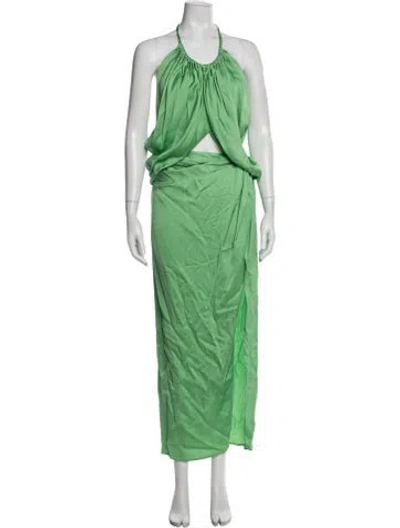 Pre-owned Anna Quan Halterneck Long Dress In Green