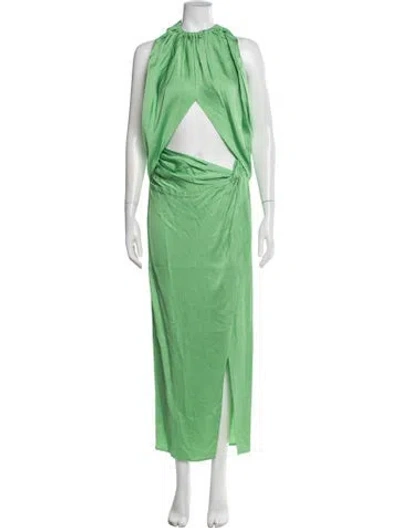 Pre-owned Anna Quan Halterneck Long Dress In Green