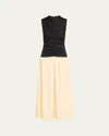 Anna Quan Isla Shirred Drop-waist Midi Dress In Calico