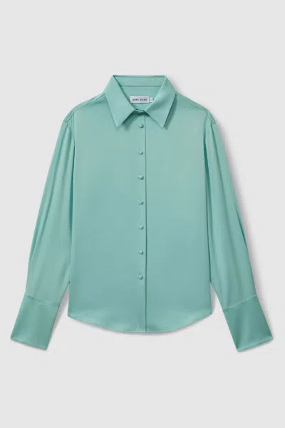 Anna Quan Japanese Satin Shirt In Teal