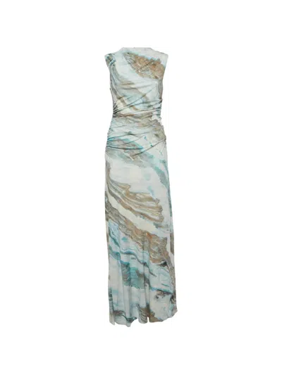 Pre-owned Anna Quan Juniper Agate-print Maxi Dress In Blue
