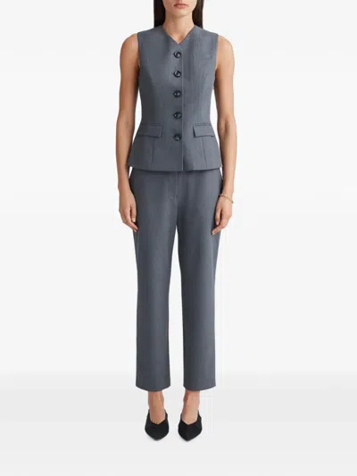 Anna Quan Kendall Button-fastening Peplum Top In Gray
