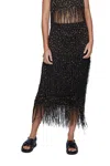 Anna Quan Kitty Midi Skirt In Ziggy Black In Black
