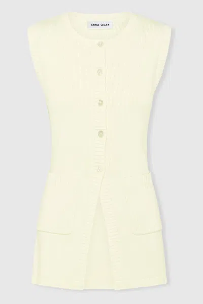 Anna Quan Knitted Cotton Sleeveless Cardigan In White