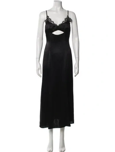 Pre-owned Anna Quan Lace Pattern Long Dress In Black