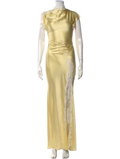 Pre-owned Anna Quan Lace Pattern Long Dress In Yellow