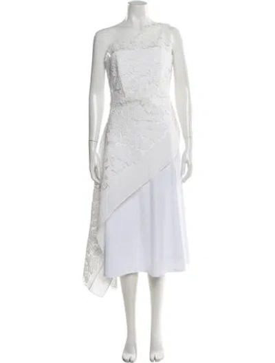 Pre-owned Anna Quan Lace Pattern One-shoulder Top W/ Tags In Gray