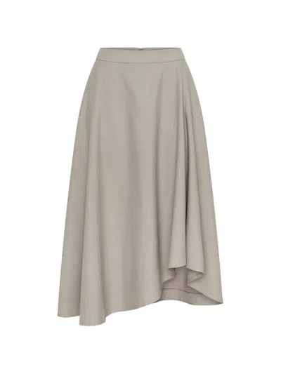 Anna Quan Lang Asymmetric Midi Skirt In Gray