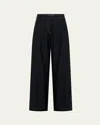Anna Quan Lenny Wide-leg Pants In Black Topstitch