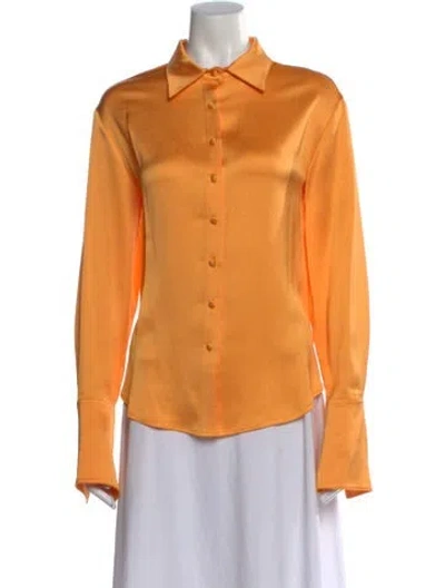 Pre-owned Anna Quan Long Sleeve Blouse In Orange