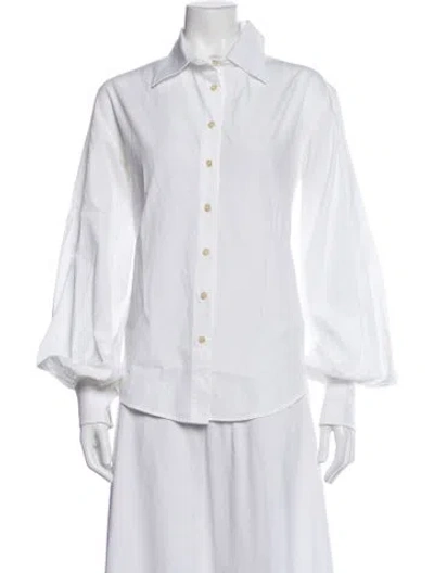 Pre-owned Anna Quan Long Sleeve Blouse In White