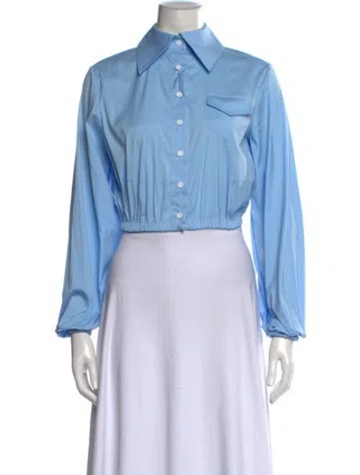 Pre-owned Anna Quan Long Sleeve Button-up Top In Blue