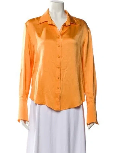 Pre-owned Anna Quan Long Sleeve Button-up Top In Orange