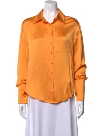 Pre-owned Anna Quan Long Sleeve Button-up Top In Orange