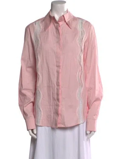 Pre-owned Anna Quan Long Sleeve Button-up Top In Pink