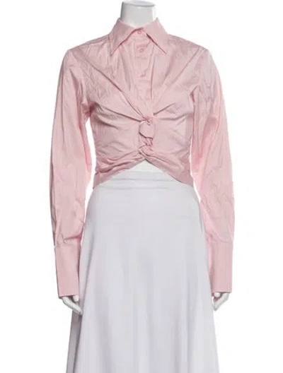 Pre-owned Anna Quan Long Sleeve Button-up Top W/ Tags In Pink