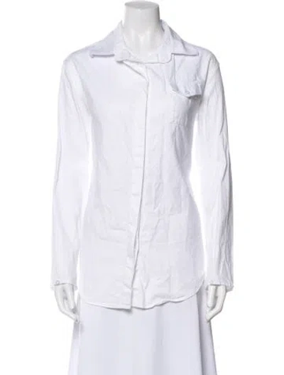 Pre-owned Anna Quan Long Sleeve Button-up Top In White
