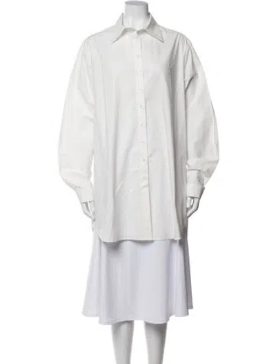 Pre-owned Anna Quan Long Sleeve Button-up Top In White