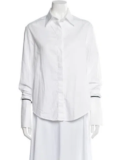 Pre-owned Anna Quan Long Sleeve Button-up Top In White