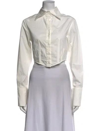 Pre-owned Anna Quan Long Sleeve Button-up Top In White