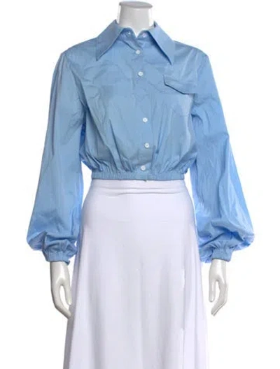 Pre-owned Anna Quan Long Sleeve Crop Top In Blue