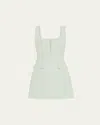 Anna Quan Maeve Square-neck Wool Mini Dress In Acqua