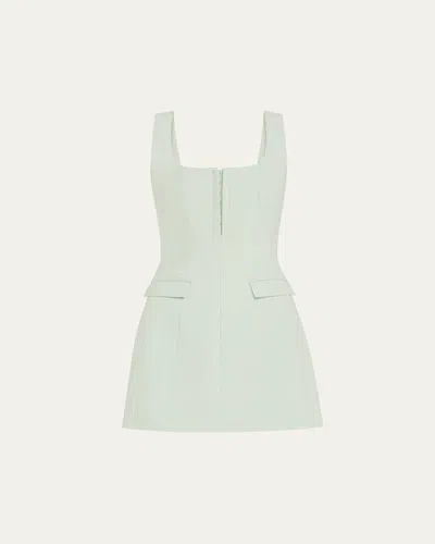 Anna Quan Maeve Square-neck Wool Mini Dress In Acqua