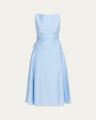 Anna Quan Mai Satin Midi Dress In Blue