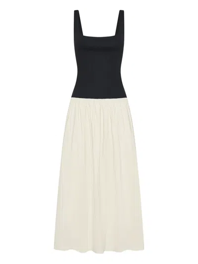Anna Quan Malorie Ribbed-knit Gathered Midi Dress In White