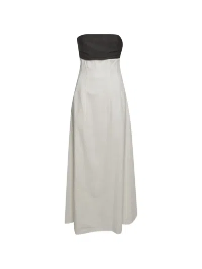 Pre-owned Anna Quan Marcia Strapless Cotton Maxi Dress In White