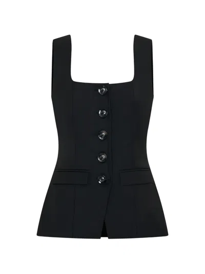 Anna Quan Marisol Button-up Sleeveless Top In Black
