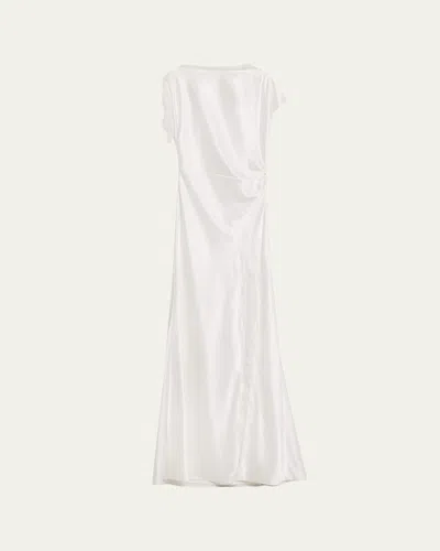 Anna Quan Martha Draped Lace Satin Dress In White