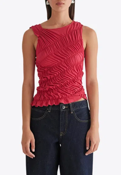 Anna Quan Memie Cinched Sleeveless Top In Red