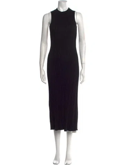 Pre-owned Anna Quan Mock Neck Long Dress In Black
