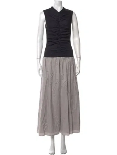 Pre-owned Anna Quan Mock Neck Long Dress In Black