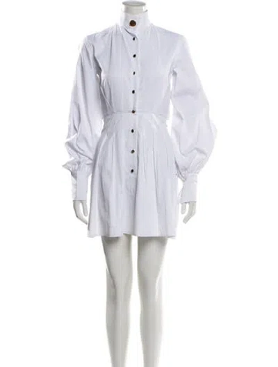Pre-owned Anna Quan Mock Neck Mini Dress In White