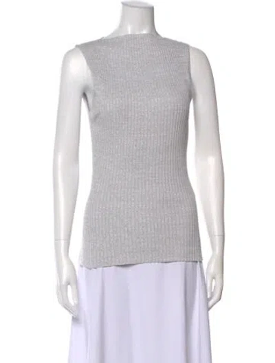 Pre-owned Anna Quan Mock Neck Sleeveless Top In Gray