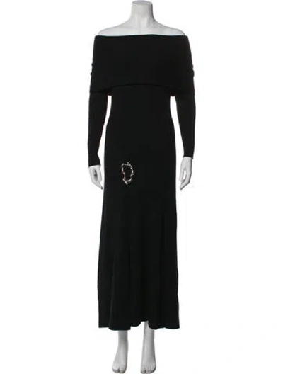 Pre-owned Anna Quan Off-the-shoulder Long Dress In Black