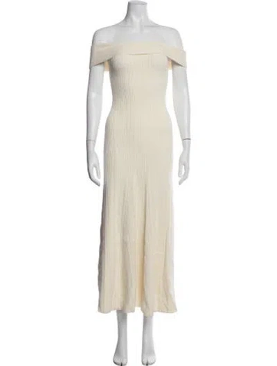 Pre-owned Anna Quan Off-the-shoulder Long Dress In Neutrals